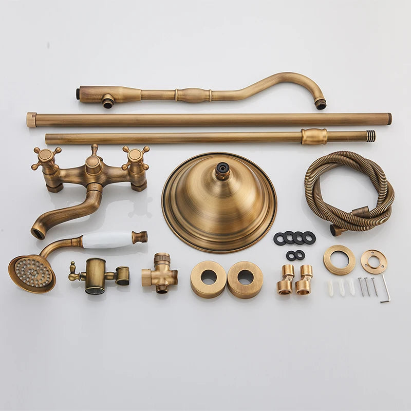 Marlen Classic Antique Brass In-Wall Shower System for Bathroom and Outdoor Use | Petprovac