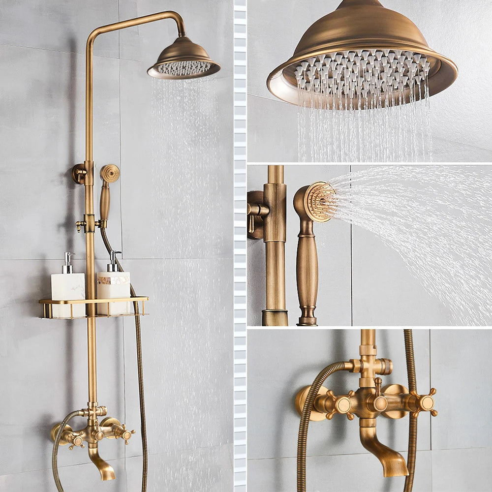 Vintage Copper Shower Kit with Brass Tap and Functional Showerheads | Petprovac