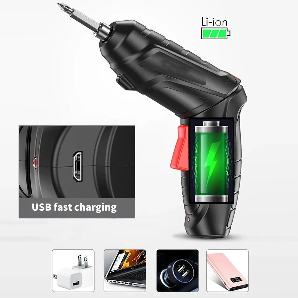 47-in-1 Cordless Battery Drill and Screwdriver Set for Precise DIY Work