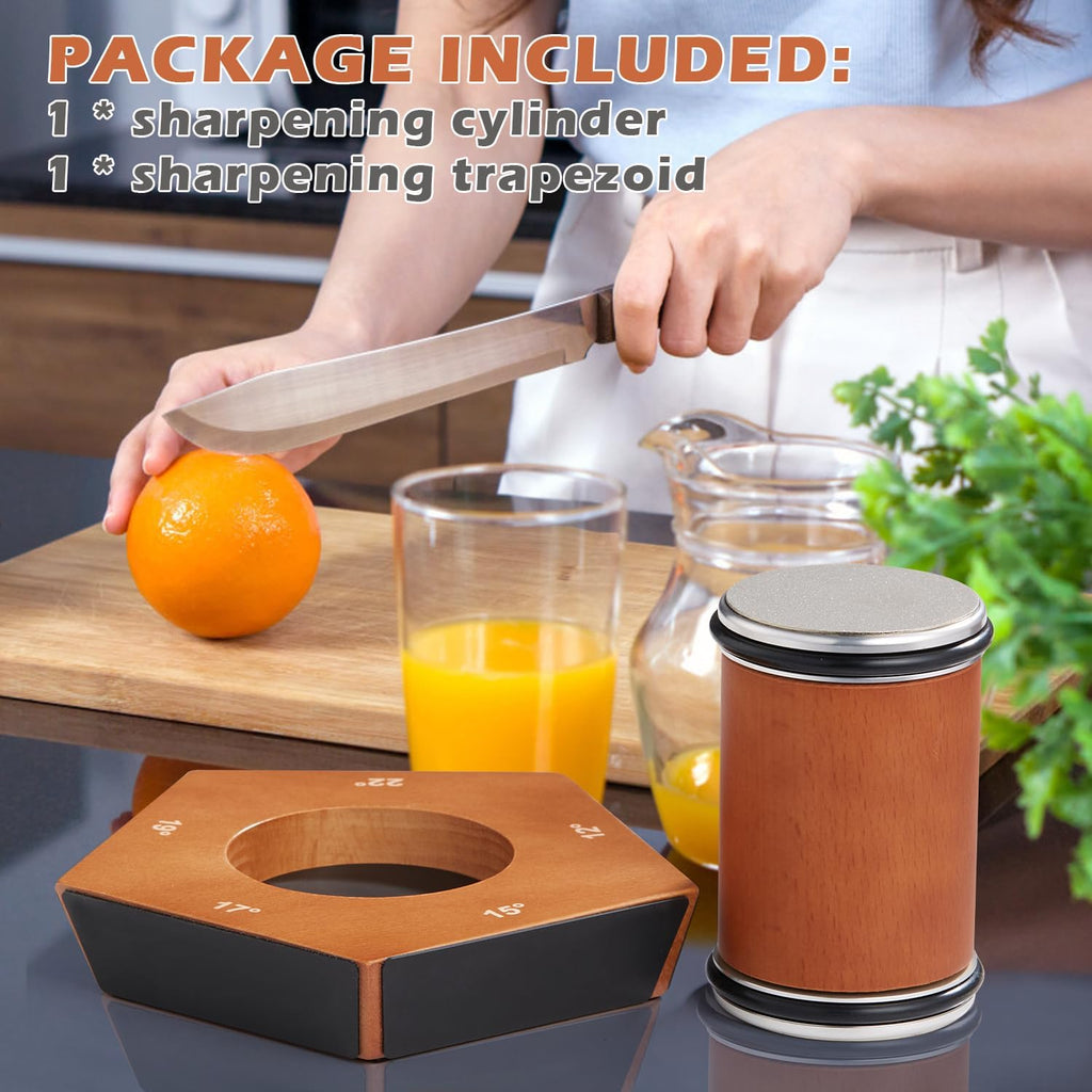 كويلّو إيدج شحاذ سكاكين رولر دايموند برو بقاعدة خشبية