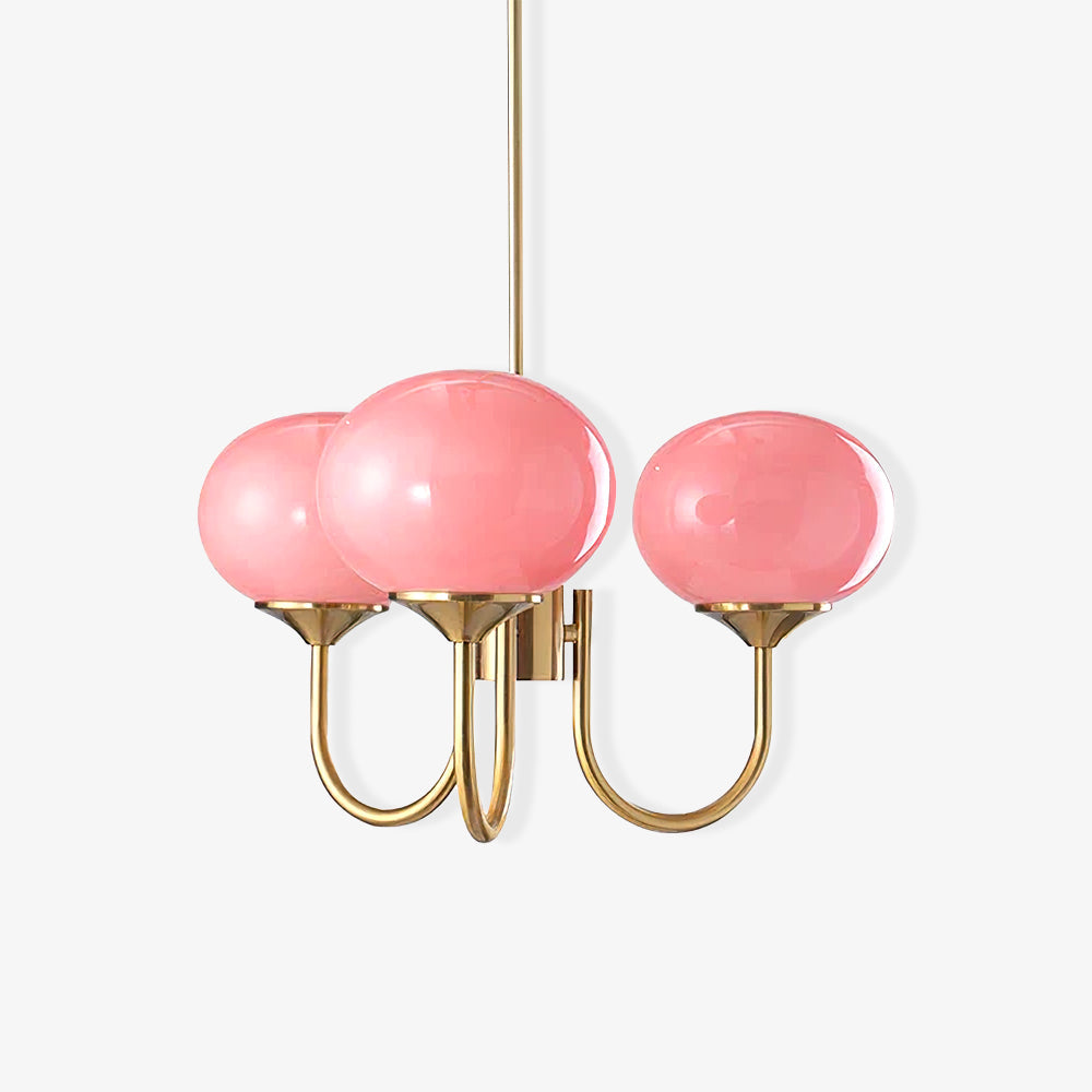 SolaraLuxe Gold Finish Chandelier With Pink Glass Shades