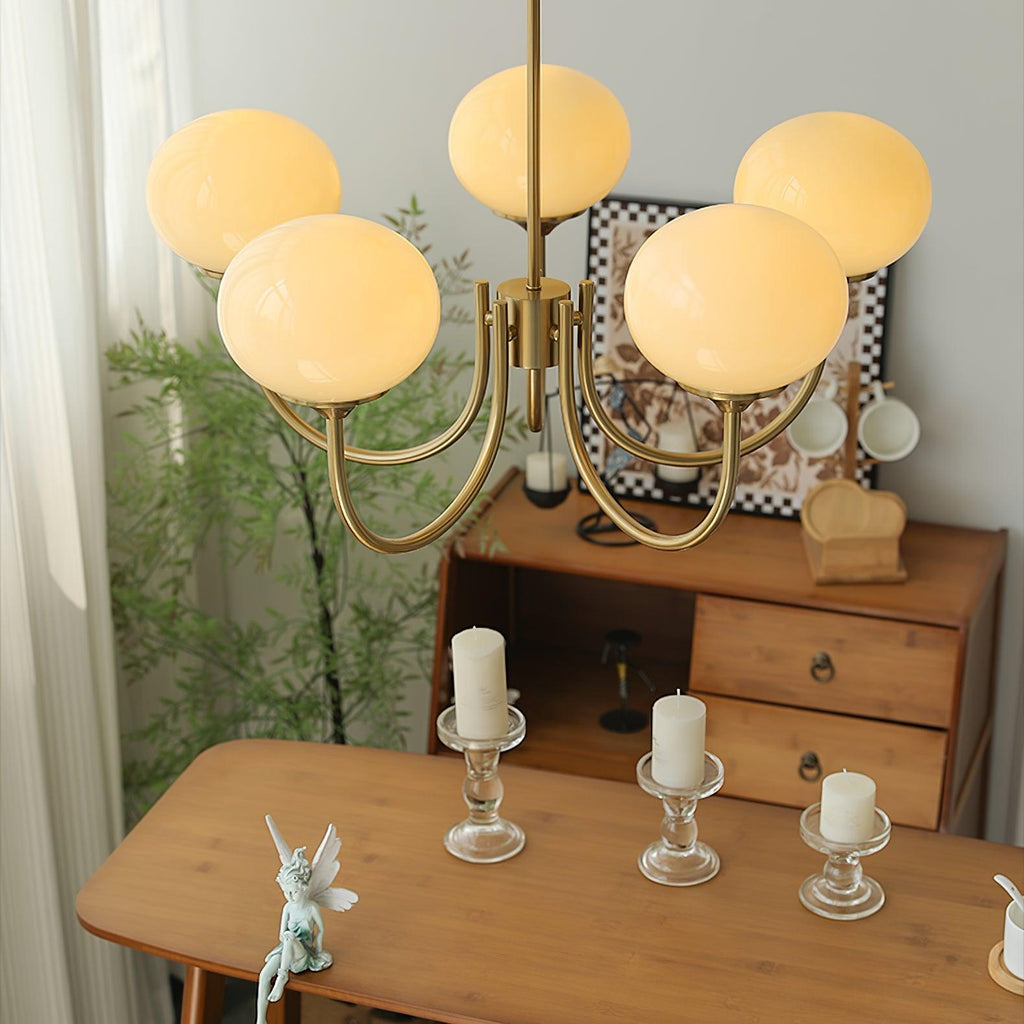 Alora Marshmallow Chandelier With Pink Glass Shades