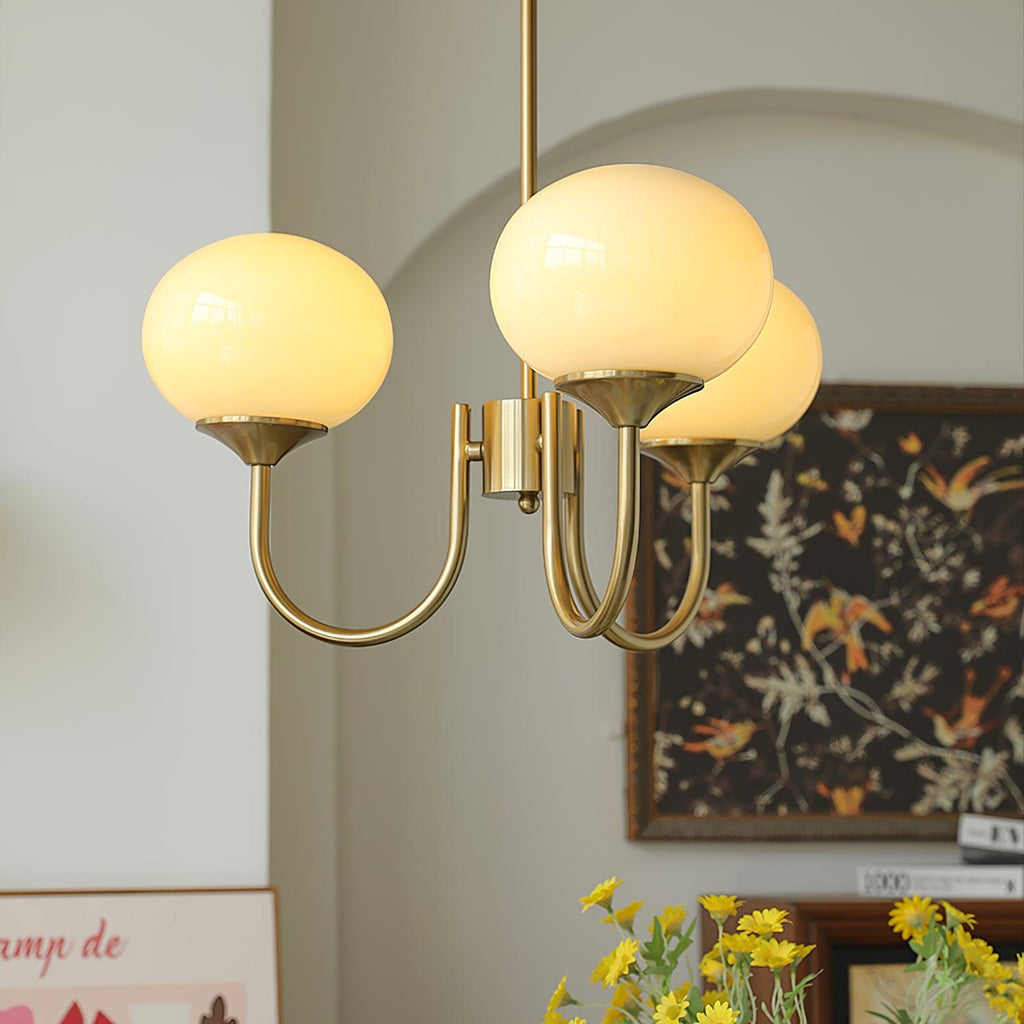 Alora Marshmallow Chandelier With Pink Glass Shades