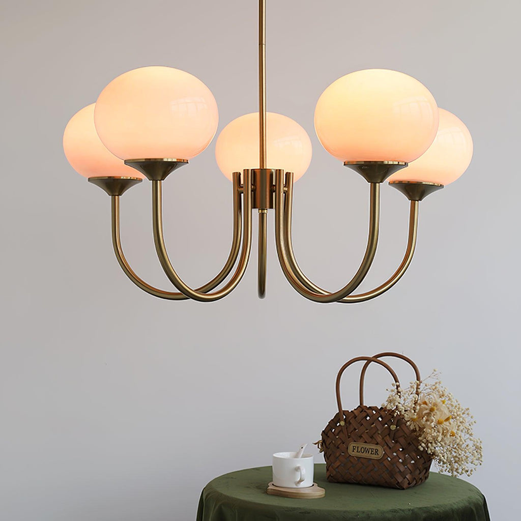 Alora Marshmallow Chandelier With Pink Glass Shades