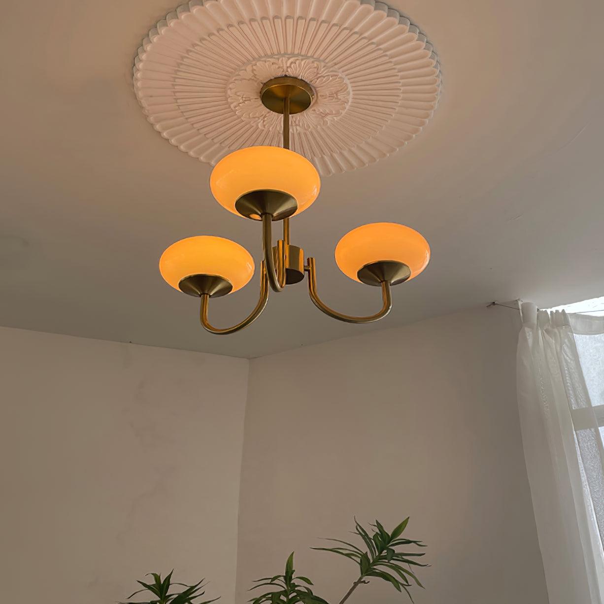 Alora Marshmallow Chandelier With Pink Glass Shades
