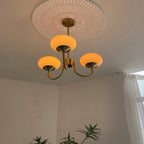 SolaraLuxe Gold Finish Chandelier With Pink Glass Shades