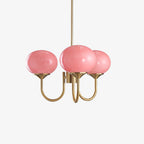 SolaraLuxe Gold Finish Chandelier With Pink Glass Shades
