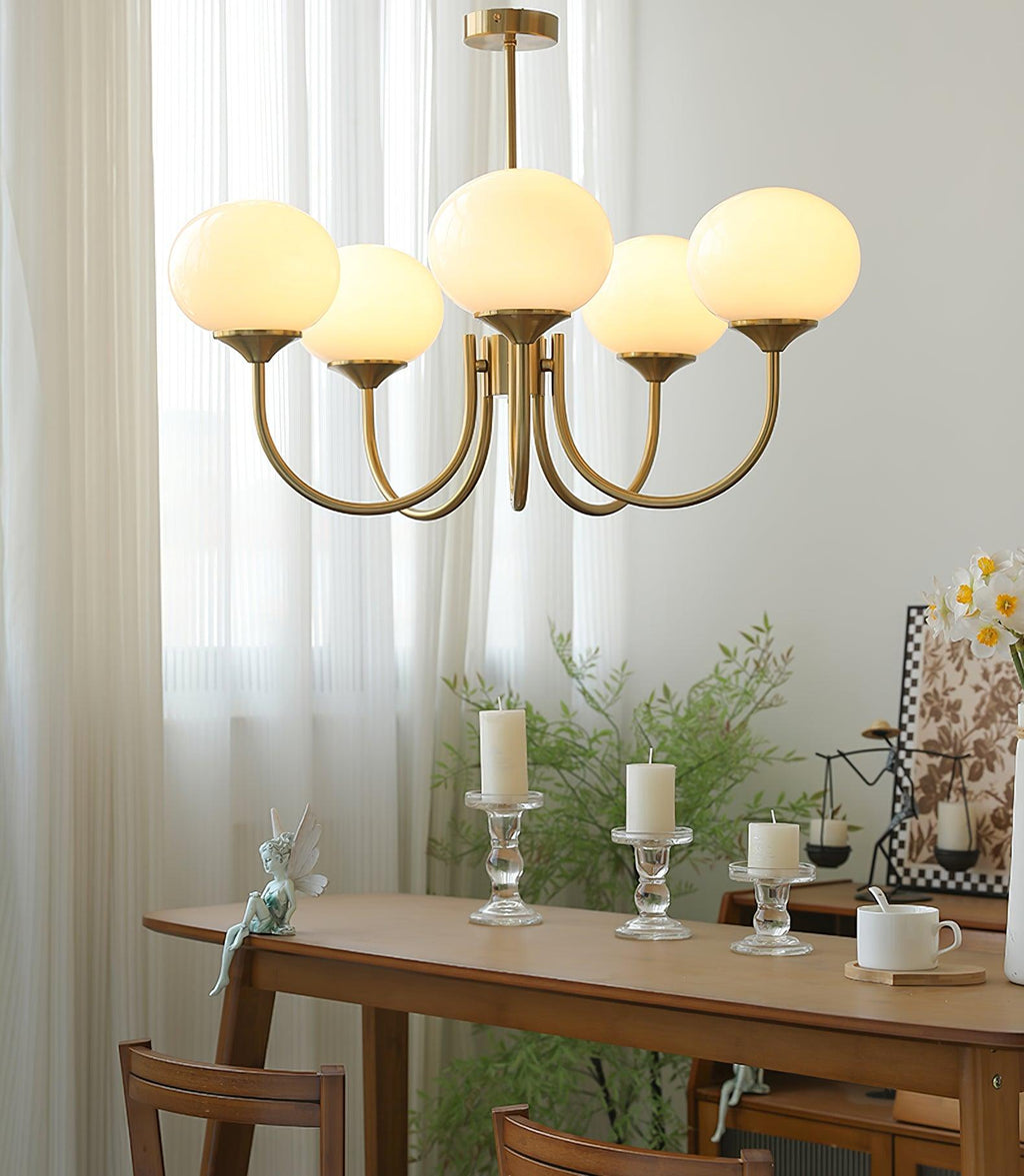 Alora Marshmallow Chandelier With Pink Glass Shades