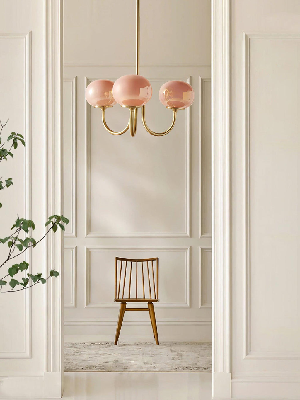 Alora Marshmallow Chandelier With Pink Glass Shades