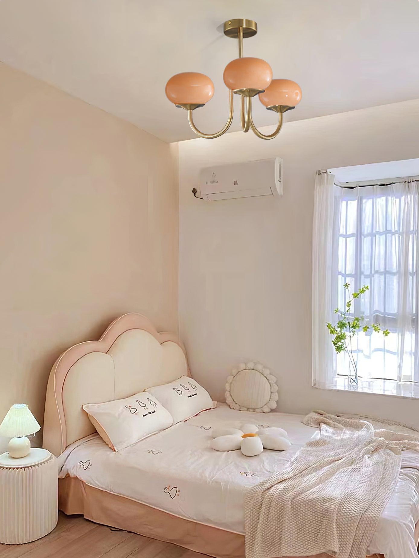 Alora Marshmallow Chandelier With Pink Glass Shades