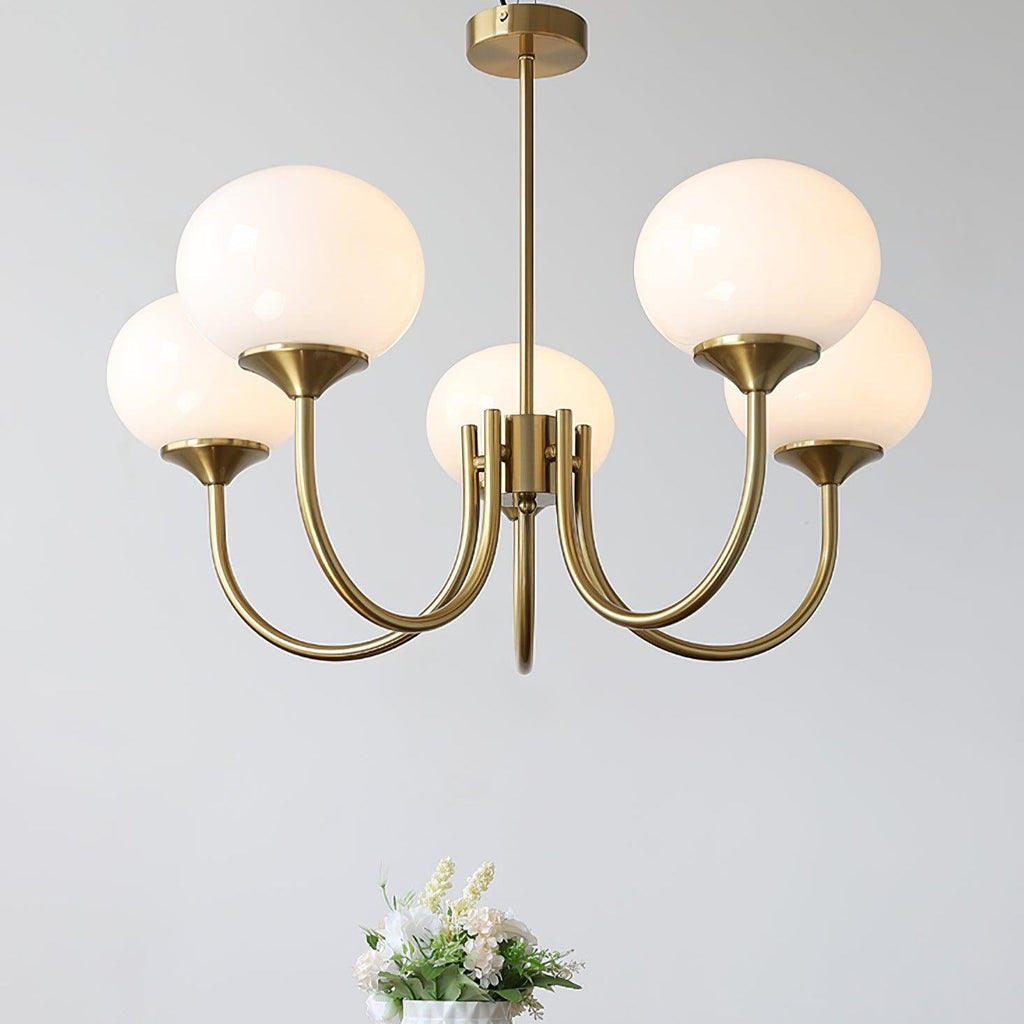 Alora Marshmallow Chandelier With Pink Glass Shades