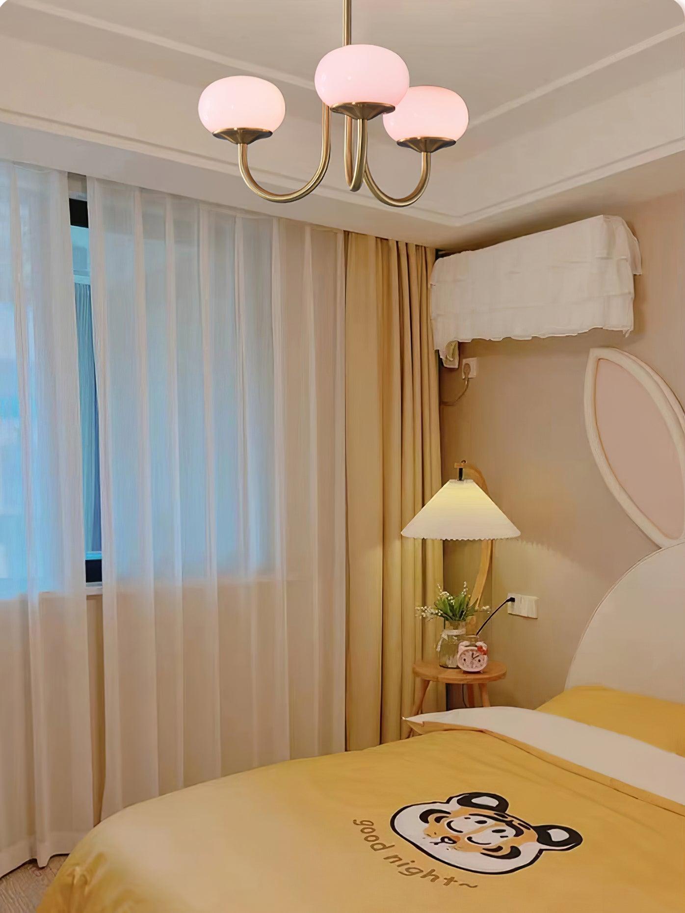 Alora Marshmallow Chandelier With Pink Glass Shades