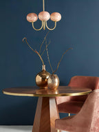 SolaraLuxe Gold Finish Chandelier With Pink Glass Shades
