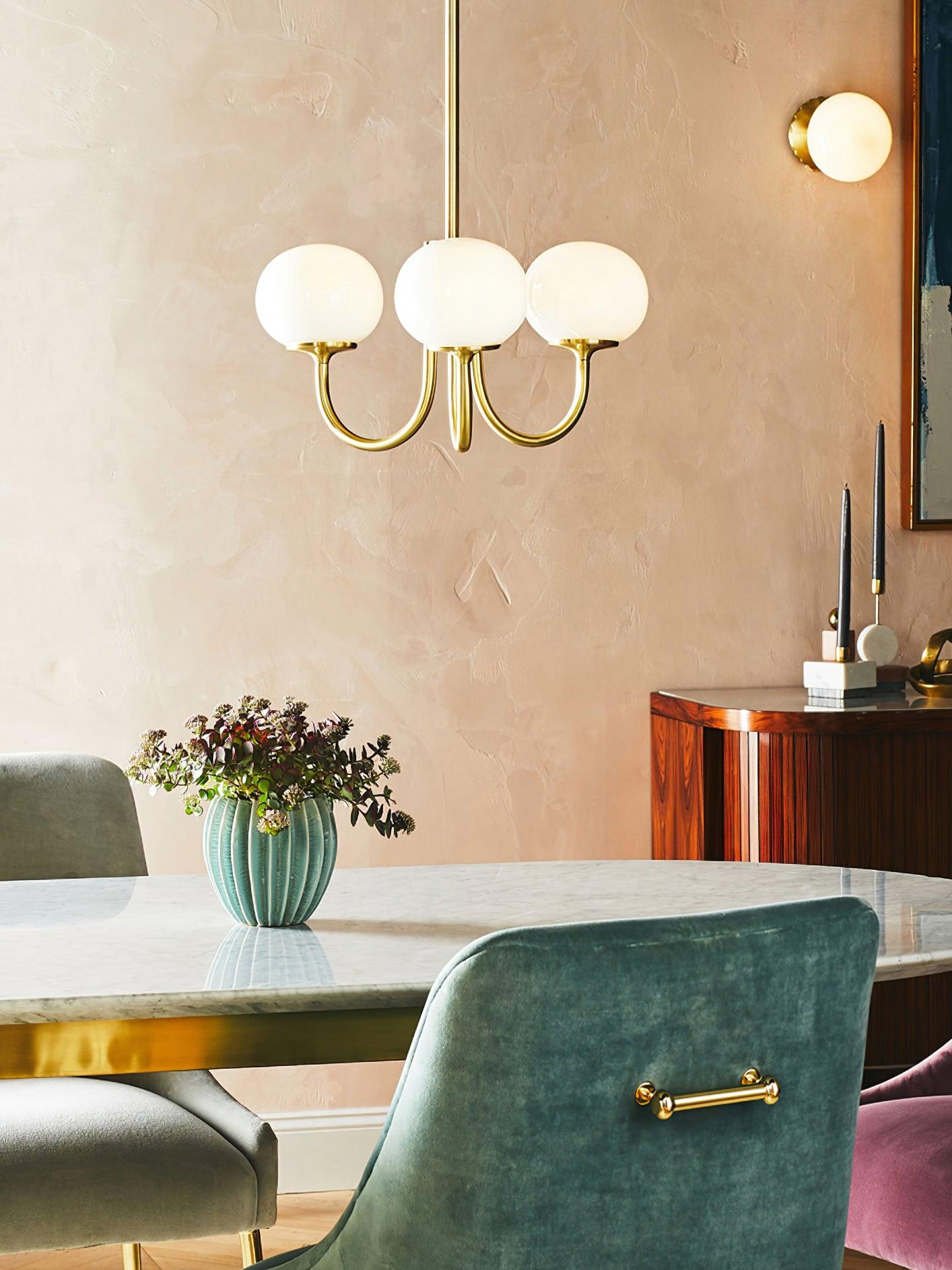 Alora Marshmallow Chandelier With Pink Glass Shades