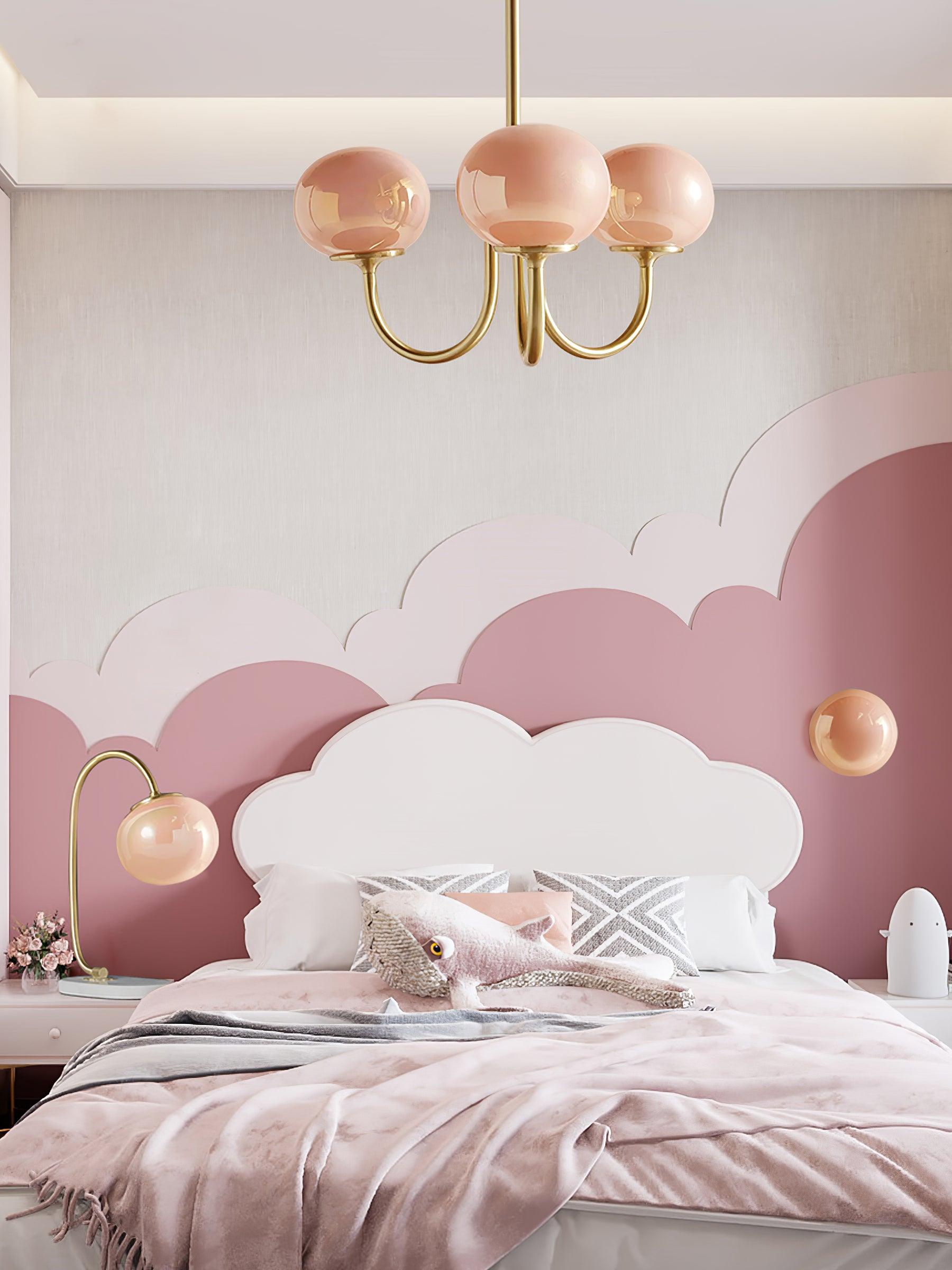 Alora Marshmallow Chandelier With Pink Glass Shades