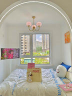 SolaraLuxe Gold Finish Chandelier With Pink Glass Shades