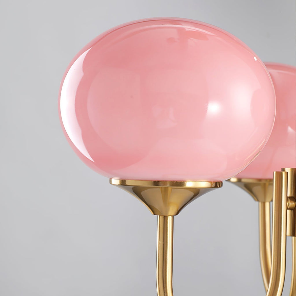 Alora Marshmallow Chandelier With Pink Glass Shades