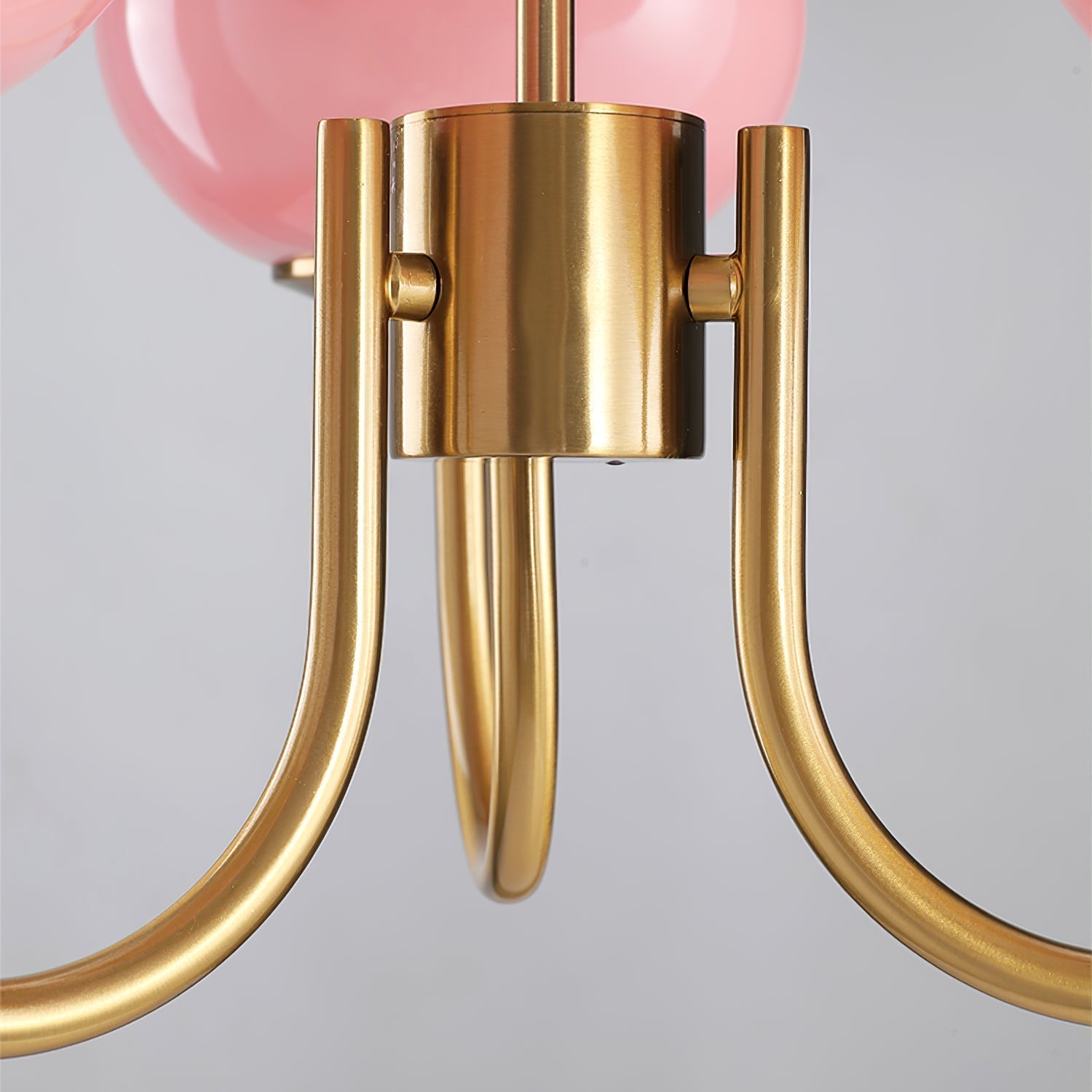 SolaraLuxe Gold Finish Chandelier With Pink Glass Shades