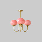 SolaraLuxe Gold Finish Chandelier With Pink Glass Shades