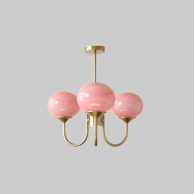 SolaraLuxe Gold Finish Chandelier With Pink Glass Shades