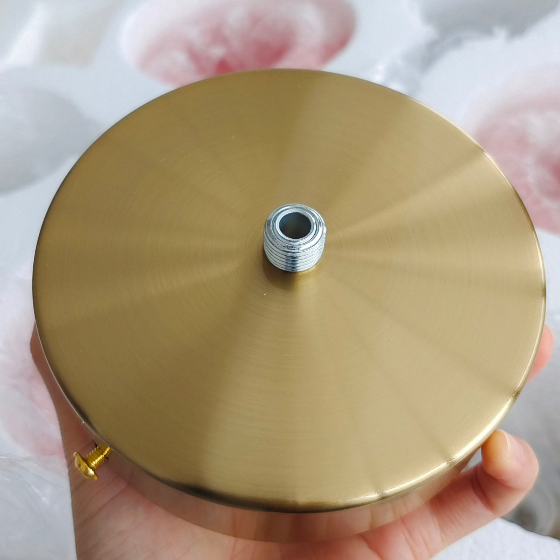 SolaraLuxe Gold Finish Chandelier With Pink Glass Shades