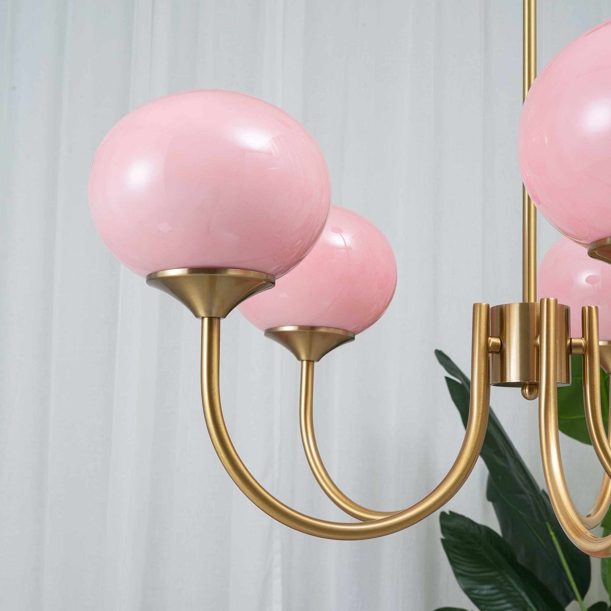 Alora Marshmallow Chandelier With Pink Glass Shades