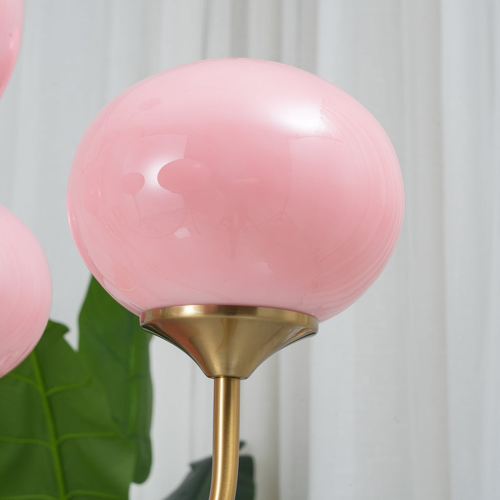 Alora Marshmallow Chandelier With Pink Glass Shades
