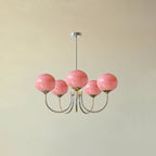 SolaraLuxe Gold Finish Chandelier With Pink Glass Shades