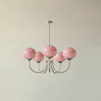 SolaraLuxe Gold Finish Chandelier With Pink Glass Shades
