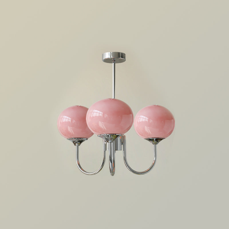 Alora Marshmallow Chandelier With Pink Glass Shades