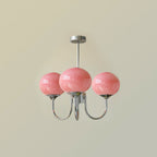 SolaraLuxe Gold Finish Chandelier With Pink Glass Shades