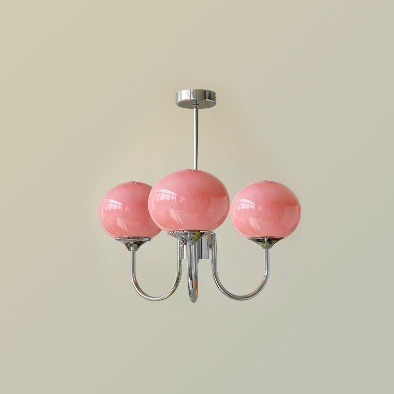 SolaraLuxe Gold Finish Chandelier With Pink Glass Shades