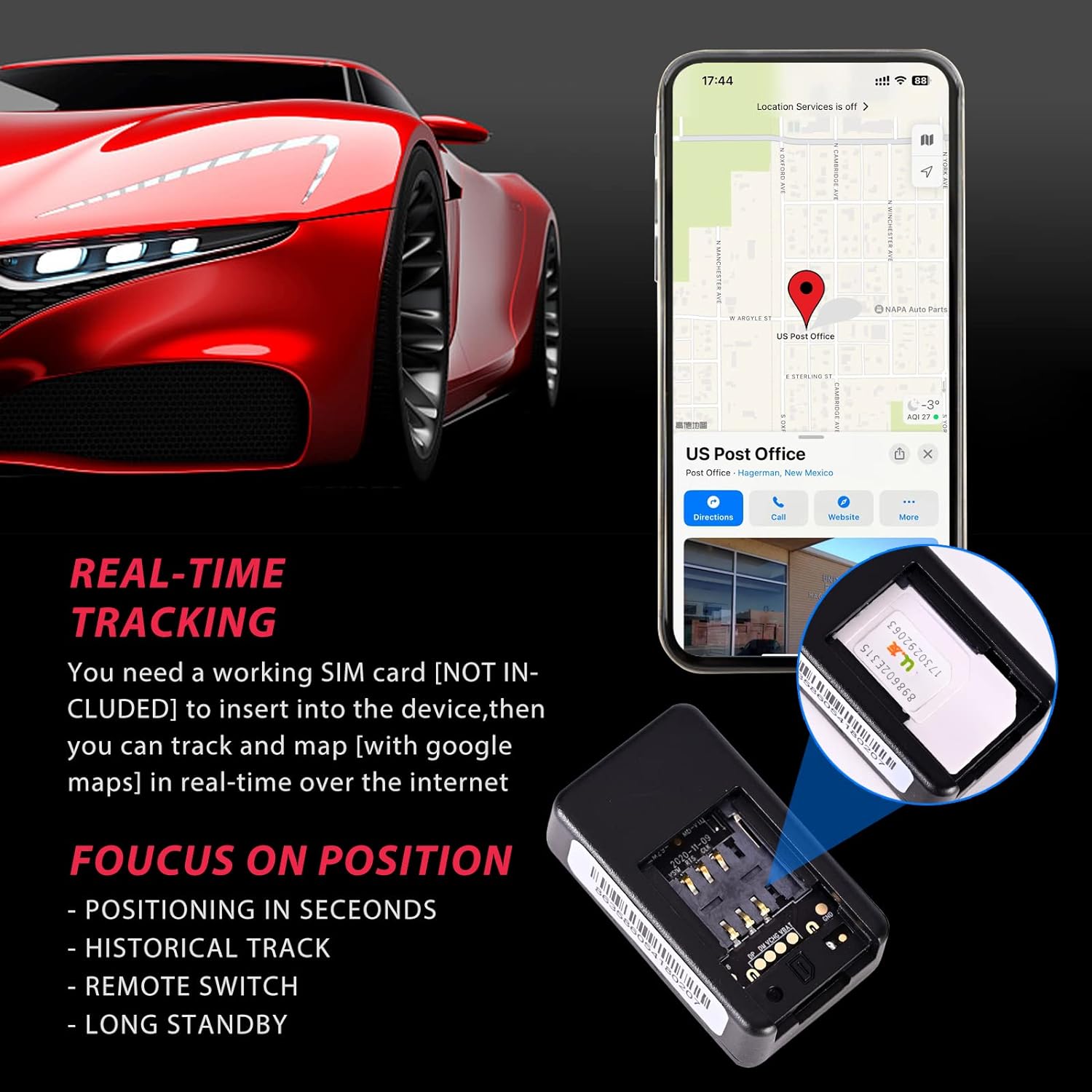 VelaTrace Mini Localizzatore GPS per Auto per Tracciamento Sicuro