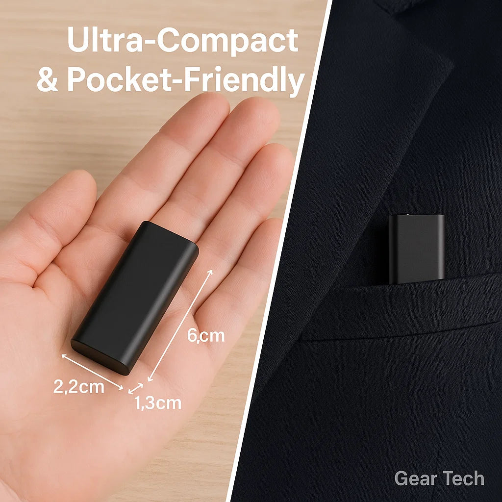 مسجل صوت WhisperNova Mini مع تسجيل بلمسة واحدة وتنشيط بالصوت