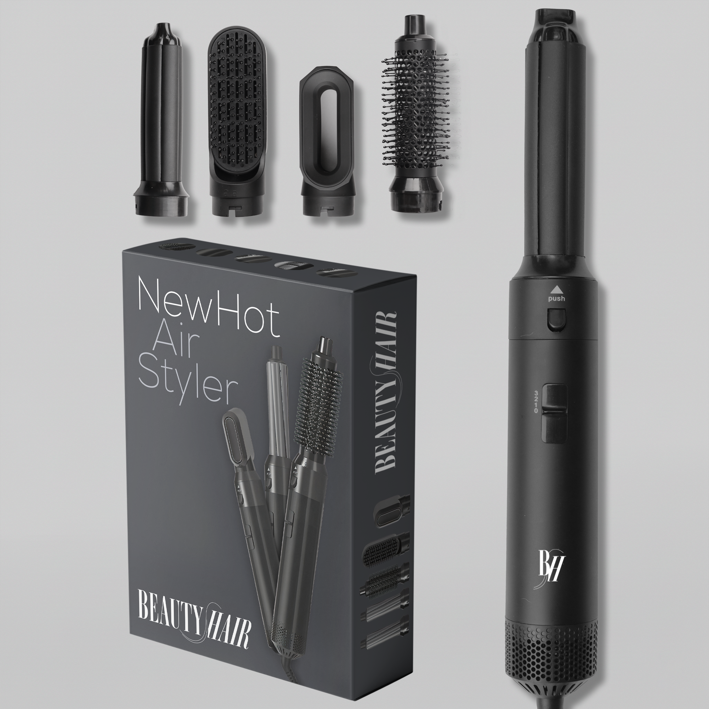 Five-Attachment Hair Dryer Styler For Drying, Smoothing, Curling And Volume