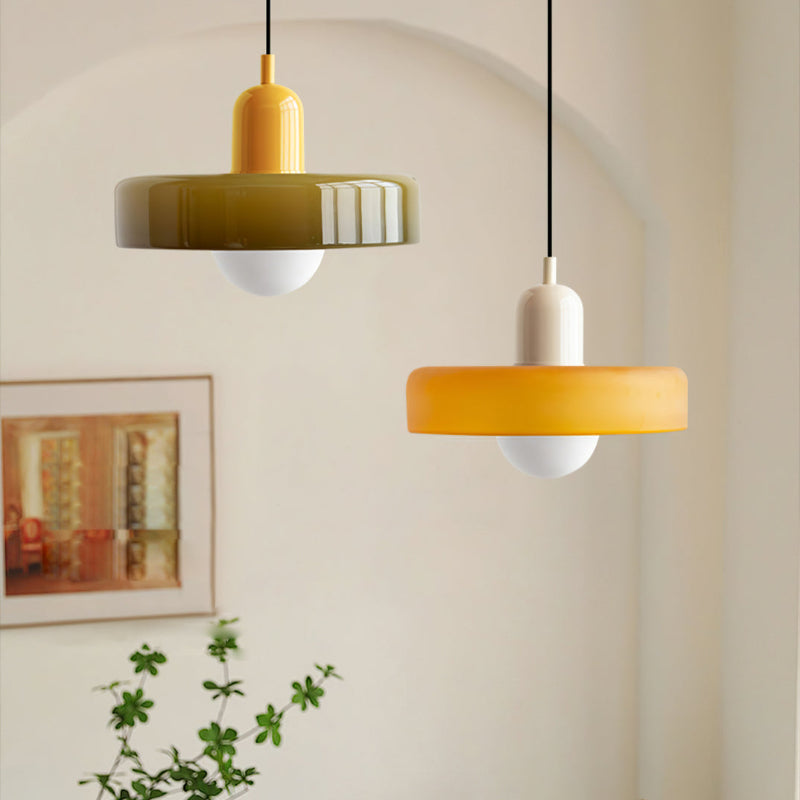 Lámpara colgante de vidrio Liora Bauhaus con ajuste de altura