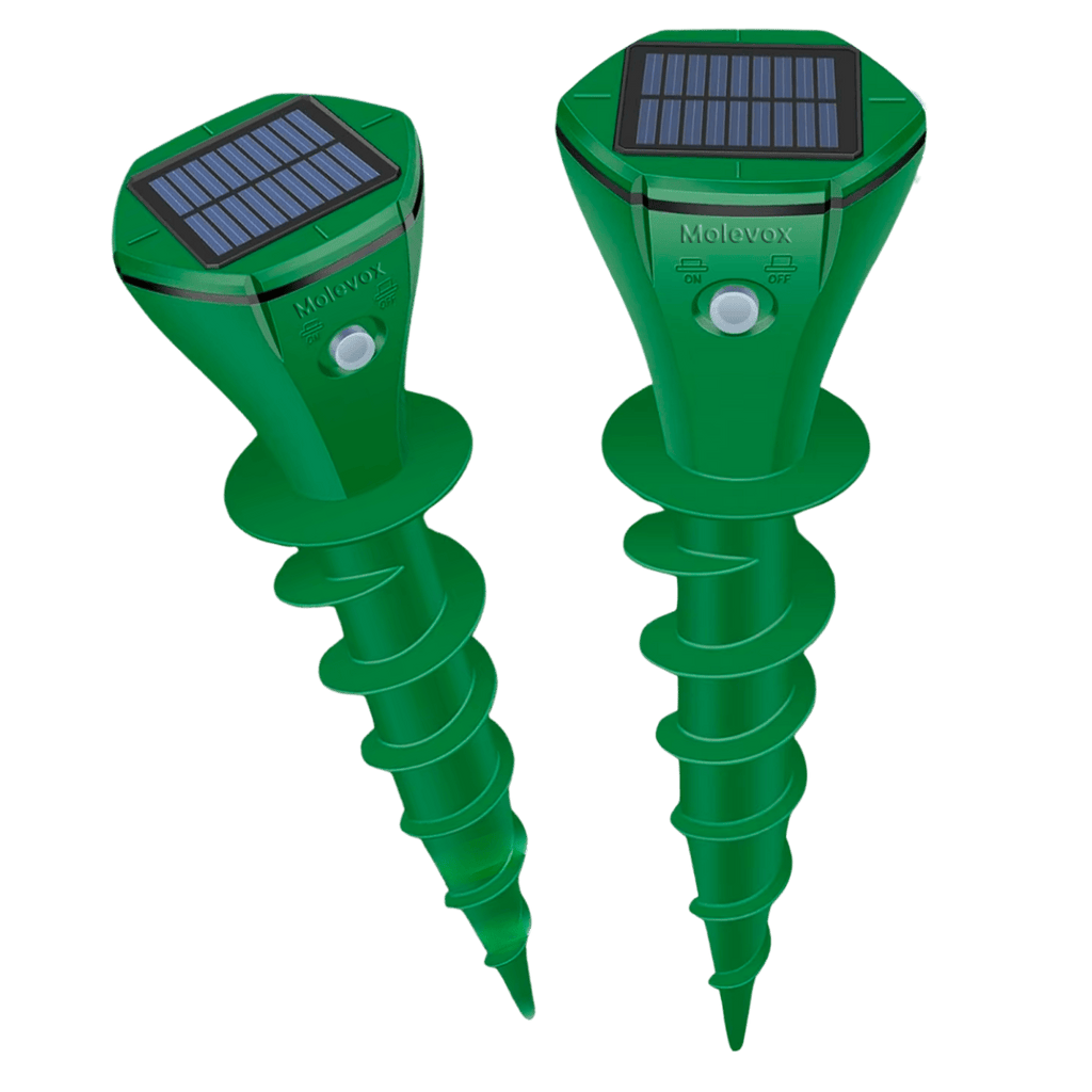 Solar Ground Repellent for Moles, Gophers, Snakes & Burrowing Rodents (2-Pack)