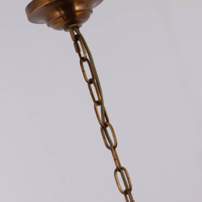 Lámpara de araña antigua de latón y cristal, luz clásica de techo para salas de estar y comedores