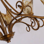 Lámpara de araña antigua de latón y cristal, luz clásica de techo para salas de estar y comedores