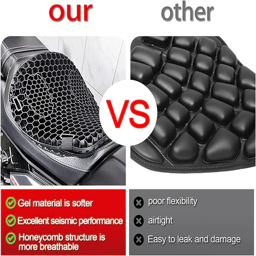 RiderEase Gel Seat Pad For Motorcycles With Shock Absorption And Anti Slip