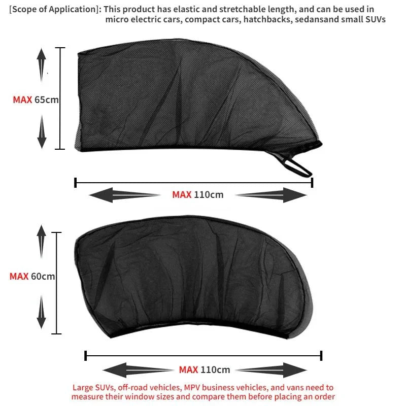 Protective net for vehicle windows with clear outside view