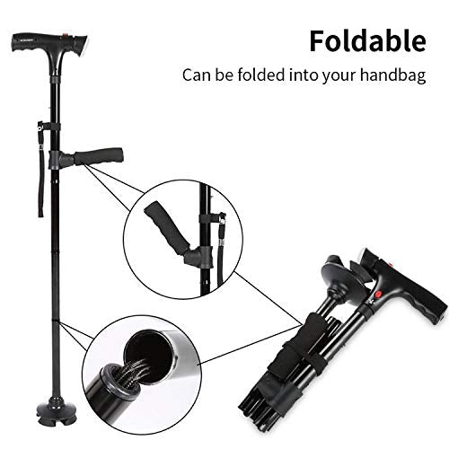 LED Light Foldable Walking Cane For Seniors Daily Use