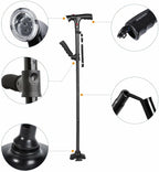 LED Light Foldable Walking Cane For Seniors Daily Use