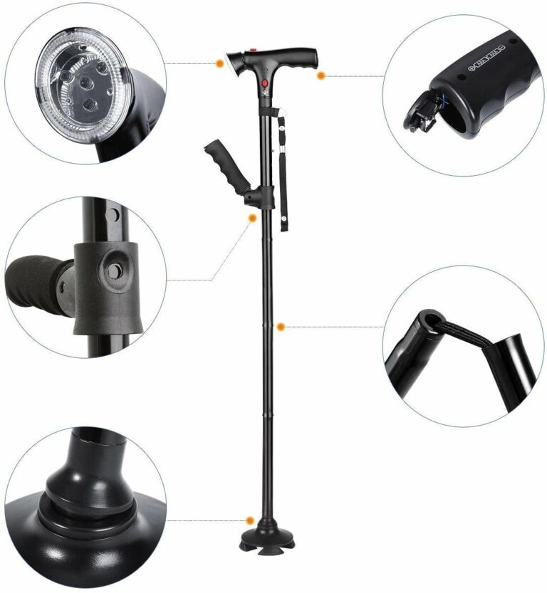 LED Light Foldable Walking Cane For Seniors Daily Use