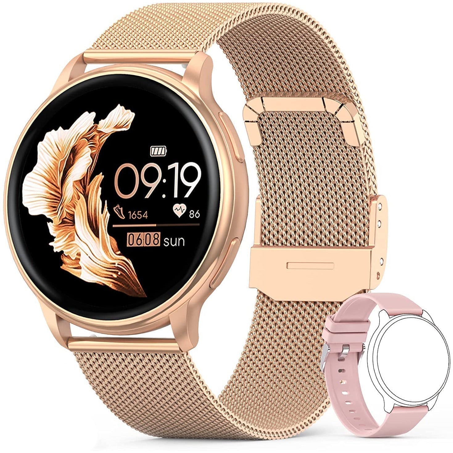 Aurora Rose Gold Connected Watch – Slim Watch with Health Monitoring