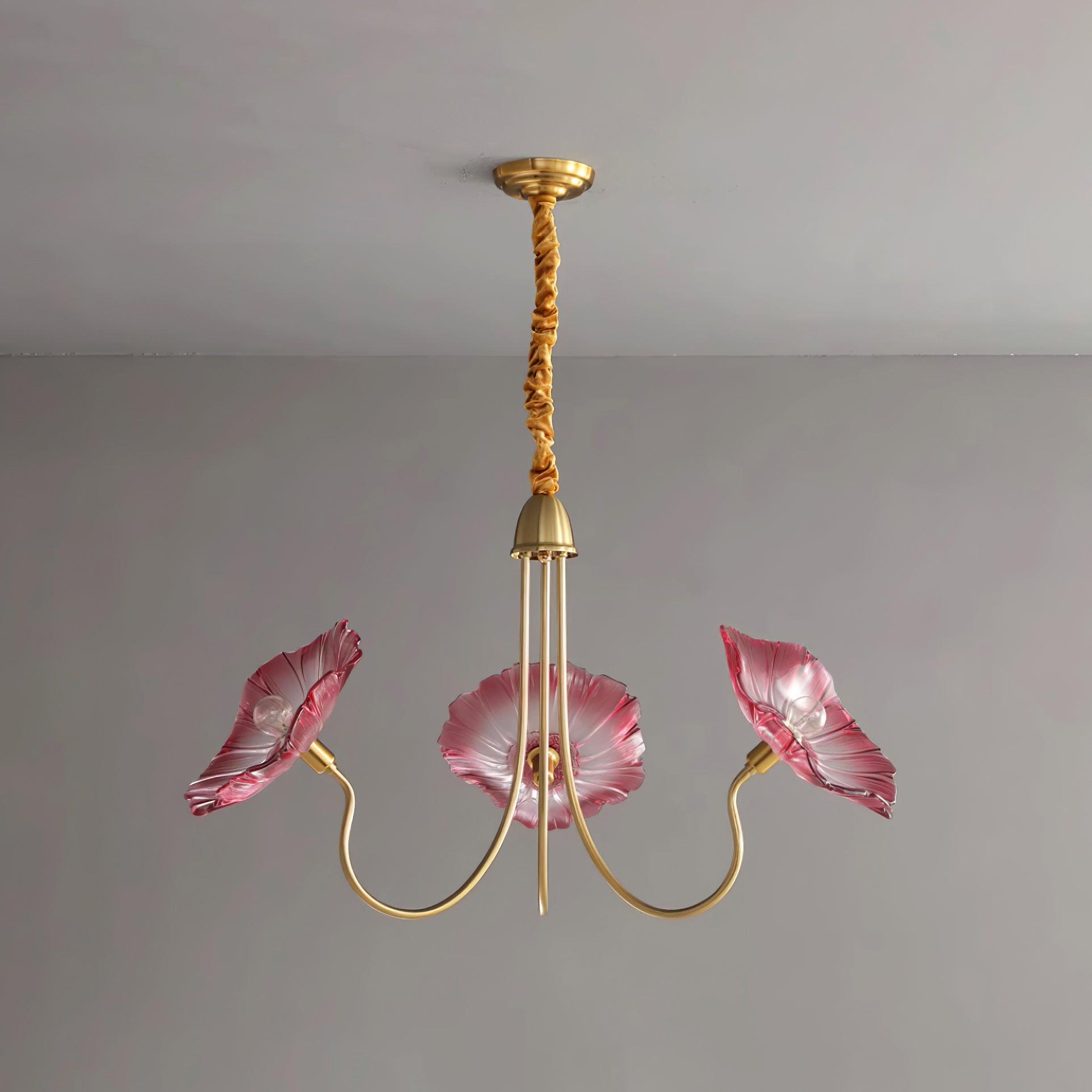 Lyria Glass Flower Chandelier With Frosted Leaf Bloom Light