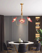 Lampadario a fiore di vetro Lyria con luce a foglia opaca