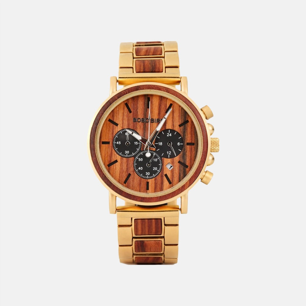 TimberLuxe Houten Horloge 3ATM Met Inclusief Cadeauverpakking Waterbestendig Voor Heren