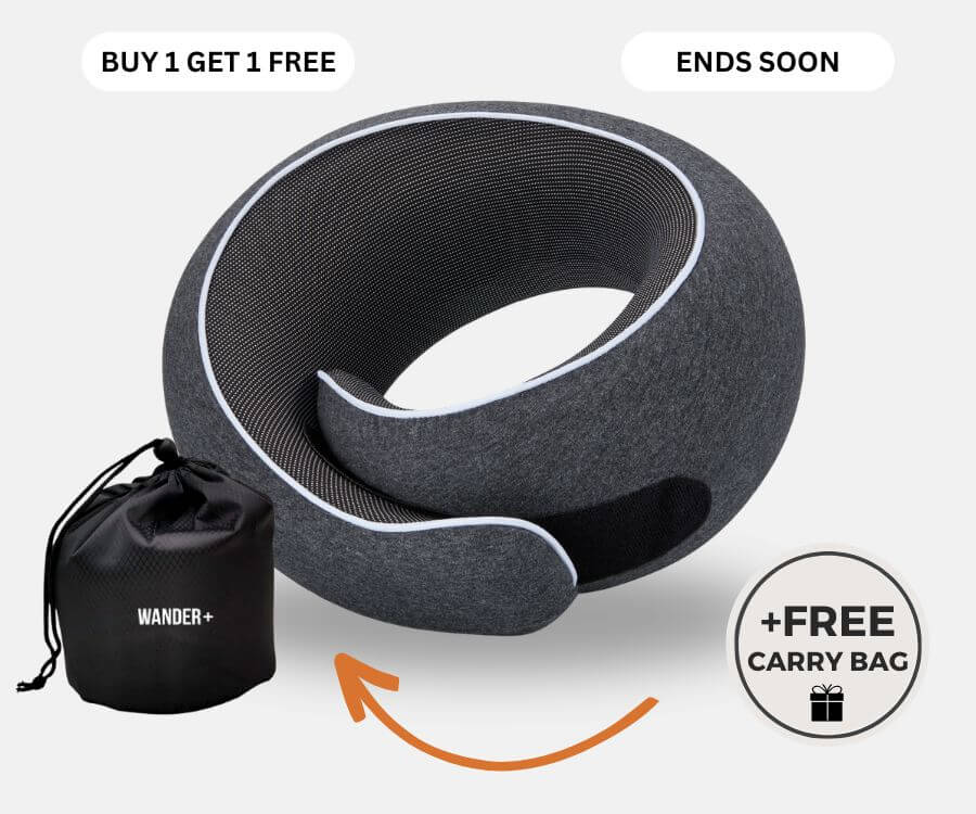 Memory Foam Travel Neck Pillow for Long Flights, Road Trips and Everyday Commutes