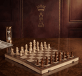 Tabuleiro de Torneio Incluído numa Coleção de Xadrez em Madeira com Peças Clássicas